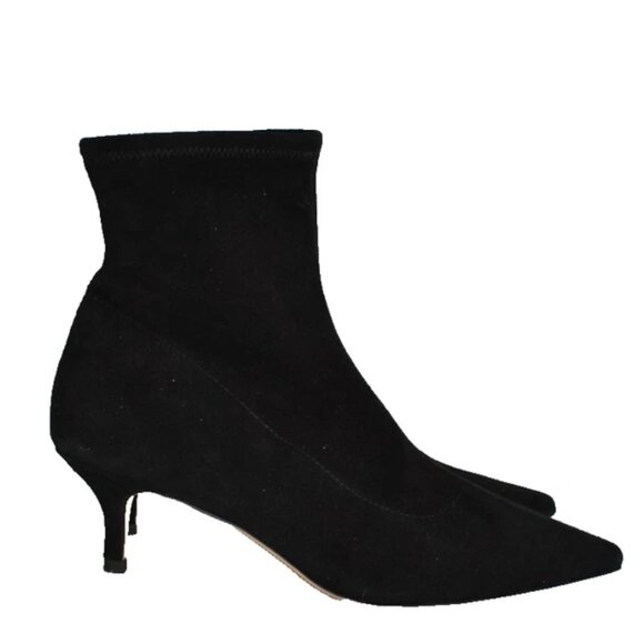 $350 Coach Restored Jade Bootie SUEDE BLACK POINTY GOLD "C" HEEL SOCK 9.5 (MG12) - Picture 2 of 7